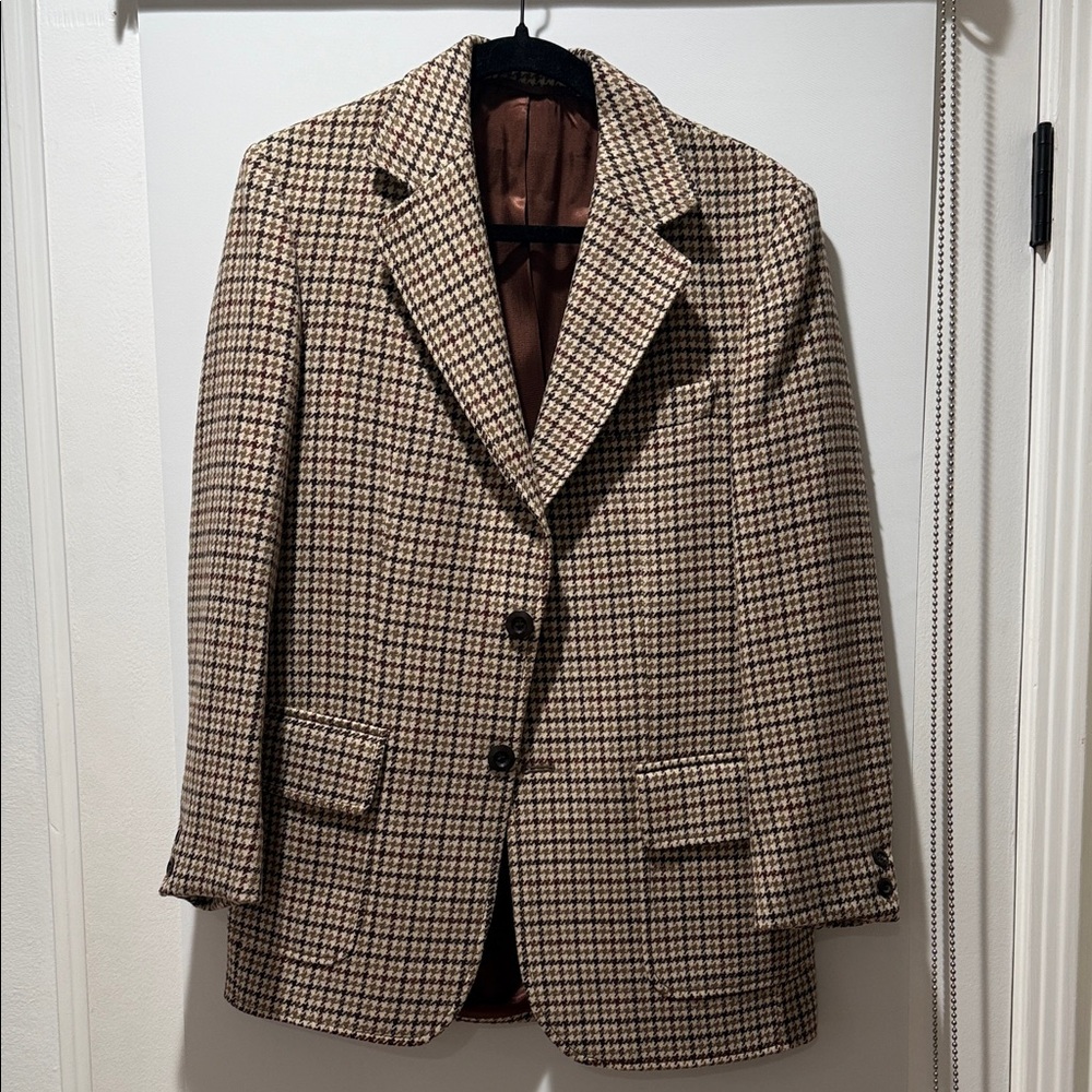 Oleg Cassini Vintage Brown Houndstooth Unisex Blazer